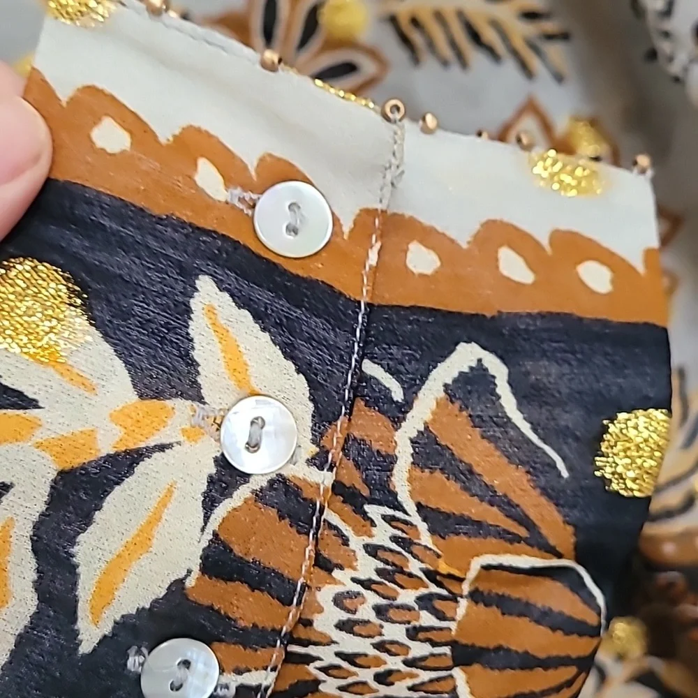 Farm Rio  Floral Tapestry Embroidered Bishop-Sleeve Blouse - Picture 6 of 10